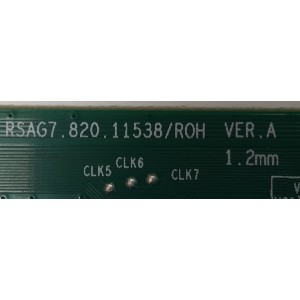 T-CON PARA TV HISENSE / NUMERO DE PARTE 313182 / RSAG7.820.11538/ROH VER.A / 316998 / TX229AZ1SL / H41802PNK85A2 / CQC2 / PANEL HD550Y1U72-T0L2 / DISPLAY HV550QUB-F70 REV.2.0 / MODELO 55A65HV