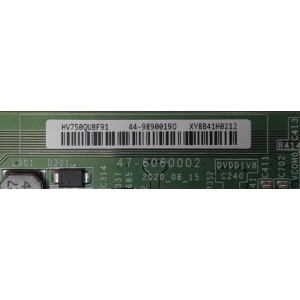 T-CON PARA TV VIZIO / NUMERO DE PARTE 44-98900190 / 47-6060002 / 44-9890019O / HV750QUB-F91 / XY8841H0212 / PANEL BOEI750WQ1 / DISPLAY HV750QUB-F91 / MODELO V4K75M-0804