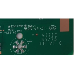 LED DRIVER PARA TV VIZIO / NUMERO DE PARTE VIZIO 65/75 LD V1.0 / KB6160 / W001 / DWK1 / SWZ-1 / 2120D00572 / PANEL BOEI650WQ1 / DISPLAY HV650QUB-E72 REV.2.0 / MODELO VQP65C-84