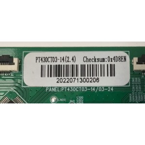 T-CON PARA TV WESTINGHOUSE / NUMERO DE PARTE PT430CT03-14 / PT430CT03-14/03-24 / PT430CT03-14 (2.4) / 2022071300206 / PANEL  HK430WLEDM-JH6PH / DISPLAY PT430CT03-14 VER.2.4 / MODELO WR43FX2210