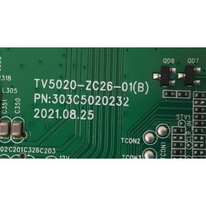 T-CON PARA TV ONN / NUMERO DE PARTE 513C5020M02 / TV5020-ZC26-01(B) / 303C5020232 / 20221226 / 2010113306 / DISPLAY HF500QUB-F20 / MODELO 100012585 (50")