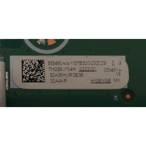 MAIN FUENTE ((COMBO)) PARA TV HISENSE HD ((SMART TV)) / NUMERO DE PARTE 333490 / RSAG7.820.13034/ROH / 32A35HUR/2638 / 333491 / G232021 / PANEL JHD315H1H71-T0L1B1 / DISPLAY HV320WHB-F56 REV.4.0 / MODELO 32A4KR / 32A4KR 32A35HUR