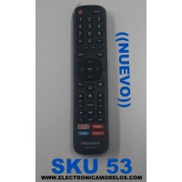 CONTROL ORIGINAL PARA TV HISENSE NUEVO / NUMERO DE PARTE EN2BN27H / G4A191223 / 10002 / 244155 / 19CP / 01140 / MODELOS 32H56G / 40H56G / 50Q7G / 55Q7G / 65Q7G / 75Q7G / 32H5500F / 40H5500F / 55Q8G / 50Q8G