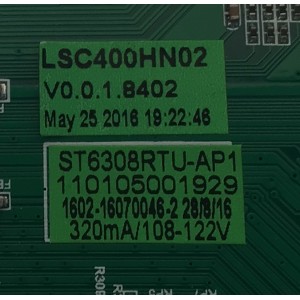 MAIN FUENTE COMBO PARA TV WESTINGHOUSE ORIGINAL / NUMERO DE PARTE 110105001929 / ST6308RTU-AP1 / 1602-16070046-2 / 21005006 / PANEL LSC400HN02 / MODELO WD40FB2530