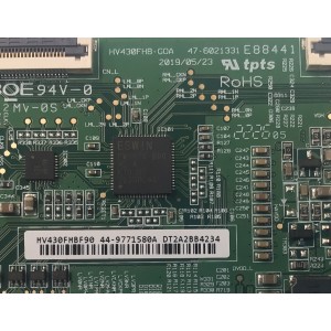 T-CON PARA TV VIZIO ORIGINAL / NUMERO DE PARTE 44-9771580A / 47-6021331 / HV430FHBF90 / E88441 / HV430FHB-GOA / HV430FHB-G0A / 103W1B / PANEL BOEI430WU1 / DISPLAY HV430FHB-F90 / MODELO D43F-J04 / D43F-J04 LBVFC9TZ