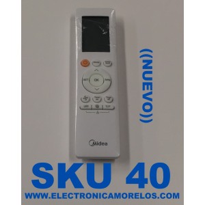 CONTROL REMOTO NUEVO PARA AIRE ACONDICIONADO MIDEA ORIGINAL /  INALAMBRICO / BIOLUMINISCENCIA / NUMERO DE PARTE RG10G4 / TZ303180070273 / RG10G4(B2) / BGEFU1