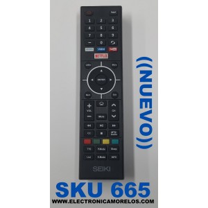 CONTROL REMOTO NUEVO PARA TV SEIKI ORIGINAL / NUMERO DE PARTE WS-2258 / WS-2258(1) / UM-4 / IEC/R03