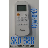 CONTROL REMOTO NUEVO MIDEA ORIGINAL PARA AIRE ACONDICIONADO / NUMERO DE PARTE RG57H4 / RG57H4(B) / BGEFU1 / Z2301291015752 / MODELOS WPPD14HW9N / WPPD14CR9N / WPPD08CW0N / WPPD10CW0N