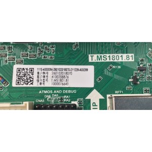 MAIN PARA TV WESTINGHOUSE ORIGINAL 4K UHD HDR ROKU TV / NUMERO DE PARTE 260102018070 / T.MS1801.81 / 4100208876 / 1000076640 / 1110-4000094 / 211229-A03289 / DISPLAY PT430GT01-1 VER.1.0 / MODELO WR43UT4212