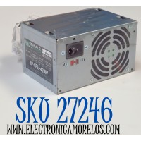 FUENTE DE PODER ORIGINAL NUEVO PARA PC REPLACE POWER / NUMERO DE PARTE RP-MPS3-420W / AC INPUT / VOLTAGE 110-260V AC / +3.3V / +5V / 11A / 12A / CURRENT 8A/4A / +12V1 /+12V2 / 8A / 8A / FREQUENCY 47-63 HZ / -12V / +5VSB /0.3A / 2A / MODELO RP-MPS3-420W