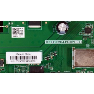 MAIN FUENTE COMBO ORIGINAL PARA TV ELEMENT XUMO TV 4K UHD HDR / NUMERO DE PARTE 9011-240038-WC2010GK / TPD.T962D4.PC761 (T) / 9011-240038-WC2010GK-CV /TE9011ARA0-24603M07291 /M24050254 / Q24076-KT / PANEL K430WDJ1 / DISPLAY HV430QUB-F70 / MODELO E550AE43C