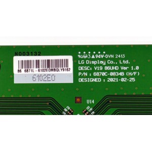 T-CON ORIGINAL PARA TV LG / NUMERO DE PARTE 6871L-6102E / 6870C-0834B / V19 86UHD VER 1.0 / 6102E / PANEL NC860TQF-AAKH9 / DISPLAY LC860DQR (SR)(A1) / MODELO 86UQ7070ZUD / 86UQ7070ZUD.BUSYFKR