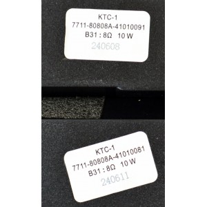KIT DE BOCINAS ORIGINAL PARA TV ELEMENT XUMO TV 2 PIEZAS / NUMERO DE PARTE 7711-80808A / 7711-80808A-41010091 / 7711-80808A-41010081 / KTC-1 / B31:8Ω 10W / 240608 / 240611 / MODELO E550AE43C