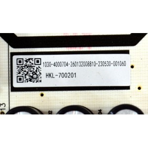 FUENTE DE PODER ORIGINAL PARA TV TCL / NUMERO DE PARTE 260132008810 / HKC-LEDTV-P70 / 1030-4000704 / 23050-001060 / HKL-700201 / PANEL HK700WLEDM-CV01H / DISPLAY CV700U2-L02 REV:01 / BOARD CV700U2-L02-XRL-2 / CV700U2-L02-XRR-1 / MODELO 70S470G