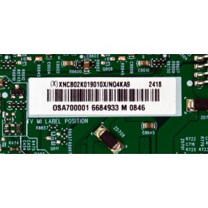 MAIN ORIGINAL PARA TV VIZIO 4K UHD HDR / NUMERO DE PARTE XNCB02K019 / 715GE400-M0B-B00-004I / (X)XNCB02K019010X / NQ4KA9 / OSA700001 / 6684933 / PANEL TPT700WR-U2T01.D / DISPLAY CV700U2-T01 REV:04 / BOARD CV700U2-T01-XRL-4 / MODELO V4K70M-0801 LTYHV4GA