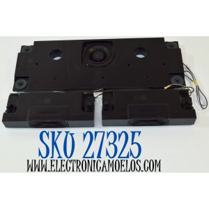 KIT DE BOCINAS ORIGINAL PARA TV TCL 3 PIEZAS / NUMERO DE PARTE 12302-500225 / 12302-500227 / 122128 / 240710 / 6Ω / 15W / SW/YX144-16Ω 20W / BE035025-C1-X1 / Z24E13 / MODELO 75Q691G