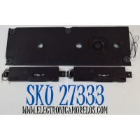 KIT DE BOCINAS ORIGINAL PARA TV TCL 3 PIEZAS / NUMERO DE PARTE 12302-500194 / G0202-000225 / B2526660-E2-X7 / 6Ω / 10W / 20W / BZ517520-C1-X3 / Z24F26 / SW/YX255-7 / MODELO 98Q672G