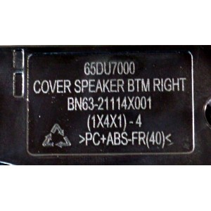 KIT DE BOCINAS ORIGINAL PARA TV SAMSUNG 2 PIEZAS / NUMERO DE PARTE BN96-58392D / BN63-21116X001 / BN63-21115X001 / BN63-21114X001 / BN63-21113X001 / 65DU7000 / 6Ω / 10W / C14H17SV31 / MODELO UN85DU7200BXZA / UN85DU7200BXZA DB03