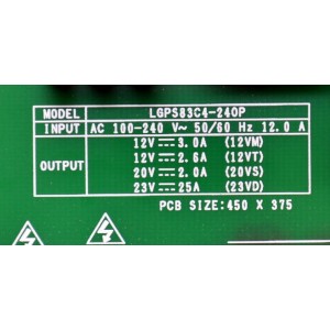 FUENTE DE PODER ORIGINAL PARA TV LG / NUMERO DE PARTE 41959801 / EAX70214903 / EAX70214903(1.0) / LGPS86C4-240P / 4HPRSLOK-0001 / 83C4MP / PANEL LE830AQU (ES)(B2) / MODELO OLED83C4AUA / OLED83C4AUA.BUSYLJR