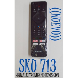 CONTROL REMOTO ORIGINAL NUEVO PARA TV PHILIPS / ANDROID TV / CON COMANDO DE VOZ / NUMERO DE PARTE SAX-RF439B / 6733A-RF439B / RF439B / URMT26CND005 / 135439B005 / 00006344 / RF402A-T1-03 / MODELO 50PUL7552/F7