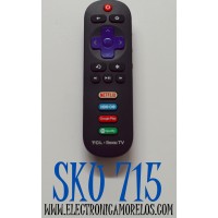 CONTROL REMOTO ORIGINAL PARA TV TCL ROKU TV / NUMERO DE PARTE GZL-P20055-C08