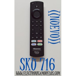 CONTROL REMOTO ORIGINAL NUEVO PARA TV HISENSE FIRE TV / CON COMANDO DE VOZ / NUMERO DE PARTE CT-95018 / PUW-2K19-YKF470 / G2P1 / 7K01 / 2362 / KQFW / MODELO 50U6HF / 55U6HF