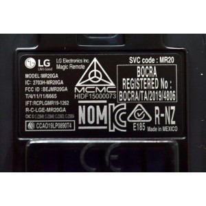 CONTROL REMOTO MAGIC ORIGINAL PARA TV LG / CON COMANDO DE VOZ / NUMERO DE PARTE AKB75855501 / MR20GA / 2703H-MR20GA / BEJMR20GA / MR20 / RCPLGMR19-1262 / R-C-LGE-MR20GA / MODELO 86NANO90 / 75UN8570 / 65NANO97 / 55NANO91 / 49UN73006 / 43UN7190 / OLED55