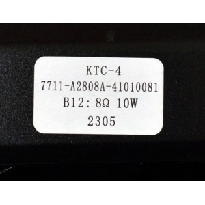KIT DE BOCINAS ORIGINAL PARA TV SHARP 2 PIEZAS / NUMERO DE PARTE 7711-A2808A / 7711-A2808A-41010091 / 7711-A2808A-41010081 / KTC-4 / B12: 8Ω / 10W / 2305 / MODELO 4P-B65EJ2U