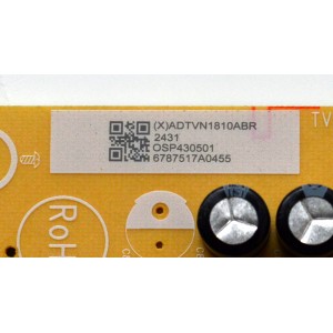 FUENTE DE PODER ORIGINAL PARA TV VIZIO / NUMERO DE PARTE ADTVN1810ABR / 715GD507-P02-000-B03S / (X)ADTVN1810ABR / OSP430501 / 6787517A0455 / PANEL TPT430WR-QVN03.U / DISPLAY T430QVN03.T / MODELO VQD43M-0801 / VQD43M-0801 LTPWV5HA