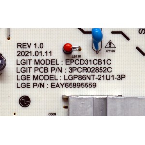 FUENTE DE PODER ORIGINAL PARA TV LG / NUMERO DE PARTE EAY65895559 / EPCD31CB1C / 3PCR02852C / LGP86NT-21U1-3P / 65895559 / PANEL NC860TQF-AAKH6 / DISPLAY LC860DQR (SR)(A1) / MODELO  86UQ7070ZUD / 86UQ7070ZUD.BUSYFKR