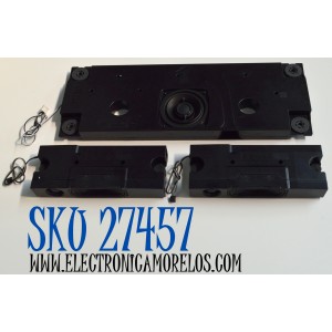 KIT DE BOCINAS ORIGINAL PARA TV TCL 3 PIEZAS / NUMERO DE PARTE 12302-500216 / 12302-500227 / 122128 / BE035025-C1-X1 / Z24E08 / SW/YX144-1 / 6Ω / 20W / 6Ω / 15W / MODELO 75QM751G