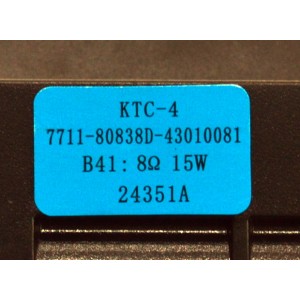 KIT DE BOCINAS ORIGINAL PARA TV ONN 2 PIEZAS / NUMERO DE PARTE 24351A / 7711-80838D / 43010081 / 8Ω / 15W / 43010071 / MODELO 100044717 75"