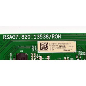 MAIN ORIGINAL PARA TV HISENSE 4K UHD HDR SMART TV / NUMERO DE PARTE 411916 / RSAG7.820.13538/ROH / 65A51HUA(0002) / 411915 / N2416B9 / PANEL HD650H1U73-T0L1B6\R / DISPLAY HV650QUB-F72 REV.2.0 / MODELO 65A6N