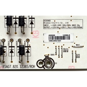 FUENTE DE PODER ORIGINAL PARA TV HISENSE / NUMERO DE PARTE 405300 / RSAG7.820.12385/ROH / CQC13134095636 / HDCEM1 / 12385-K / PANEL HD650H1U51-TALB6\ROH / DISPLAY T650QVN07.5 / MODELO 65QD65NF