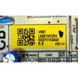FUENTE DE PODER ORIGINAL PARA TV SAMSUNG / NUMERO DE PARTE L55S7AFVDX / L55S7_FVD / PANEL CY-BF055HGXV8H / LC550EQC (SS)(A4) / MODELO UN55U8000FBXZA / UN55U8000FBXZA WD04