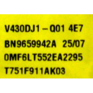 MAIN ORIGINAL PARA TV SAMSUNG 4K UHD HDR / NUMERO DE PARTE BN96-61259X / BN41-03350A / BN41-03350 / KANT_SU2E_FU8 / BN9661259X / BN96-60873A / BN96-60372A / PANEL CY-BF043HGNV3H / DISPLAY V430DJ1-Q01 4E7 / BN96-59942A / MODELO UN43U8000FBXZA DB01