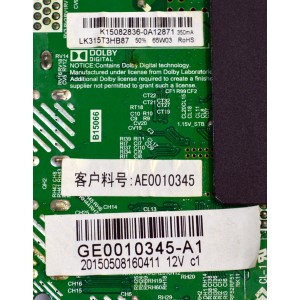 MAIN FUENTE COMBO ORIGINAL PARA TV RCA / NUMERO DE PARTE K15082836 / TP.MS3393.PB801 / LK315T3HB87 / AE0010345 / GE0010345-A1 / K15082836-0A12871 / PANEL LK315T3HB87-12V / MODELO LED32G30RQ / LED32G30RQ 5516-LE32G30-A1