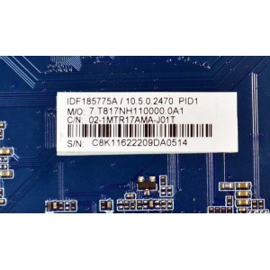 MAIN ORIGINAL PARA TV JVC 4K UHD HDR ROKU TV / NUMERO DE PARTE 02-1MTR17AMA-J01T / CV817-NH / 7.T817NH110000.0A1 / IDF185775A / PANEL LVU550CSDX E0685 / MODELO SI55UR