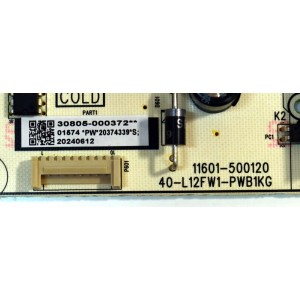 FUENTE DE PODER ORIGINAL PARA TV TCL / NUMERO DE PARTE 30805-000372 / 11601-500120 / 40-L12FW1-PWB1KG / 20374339 / PANEL LVU500NDEL / DISPLAY CV500U2-L02 REV:01 / BOARD CV500U2-L02-XR-1 / CV500U2-L02-XL-1 / MODELO 50S451