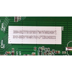 MAIN ORIGINAL PARA TV TCL 4K UHD HDR ROKU TV / NUMERO DE PARTE 30904-000275 / TD.R817T.771 (T) / MR17TF / 40-MR17TF-MAC2HG / 30101-000291 / PANEL LVU500NDEL / DISPLAY V500DJ8-Q01 F4 / MODELO 50S451