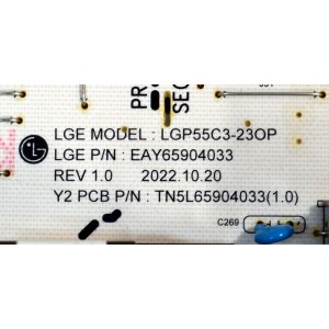 FUENTE DE PODER ORIGINAL PARA TV LG / NUMERO DE PARTE EAY65904033 / LGP55C3-23OP / TN5L65904033(1.0) / 65904033 / MODELO OLED55C3AUA / OLED55C3AUA.DUSQLJR