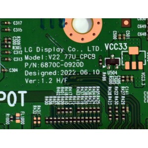 T-CON ORIGINAL PARA TV LG / NUMERO DE PARTE 6871L-7669A / 6870C-0920D / LE770PQL (HS)(A2) / 7669A / MODELO OLED77B4AUA / OLED77B4AUA.DUSQLJR