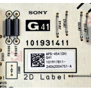 FUENTE DE PODER ORIGINAL PARA TV SONY / NUMERO DE PARTE 101917811 / 101931411 / 101917811-24062004751-A / APS-454 / APS-454 (CH) / MODELO K-65XR70C / K65XR70C