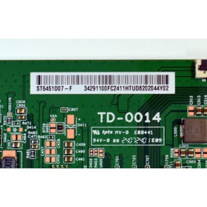 T-CON ORIGINAL PARA TV SONY / NUMERO DE PARTE 34291100FC24 / TD-0014 / ST6451D07-F / 34291100FC2411HTUD / MODELO K-65XR70C / K65XR70C