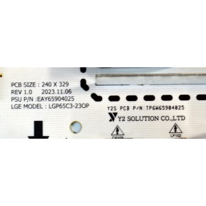 FUENTE DE PODER ORIGINAL PARA TV LG / NUMERO DE PARTE EAY65904025 / LGP65C3-23OP / TP6W65904025 / 65904025 / MODELO OLED65C4AAUA
