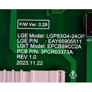 FUENTE DE PODER ORIGINAL PARA TV LG / NUMERO DE PARTE EAY65905511 / LGP83G4-24OP / EPCB89CC2A / 3PCR03373A / 65905511 / MODELO OLED83G4WUA / OLED83G4WUA.BUSYLJR