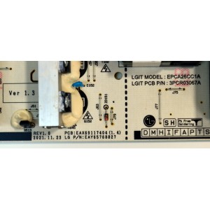 FUENTE DE PODER ORIGINAL PARA TV LG / NUMERO DE PARTE EAY65768827 / EAX69117404 / EAX69117404(1.4) / 65768827 / EPCA26CC1A / 3PCR03067A / LGP48CX-20OP / PANEL AC480AQL / MODELO OLED48C2AUA / OLED48C2AUA.DUSQLJR