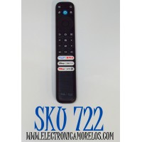 CONTROL REMOTO ORIGINAL PARA TV TCL FIRE TV / CON COMANDO DE VOZ / NUMERO DE PARTE 21001-000167 / RC813 / CMB1 / W8U-RC813B / 25533-RC813B / RF555A-T1-03 / CRF24062103905 / MODELO 75Q650F / 65Q651F / 55S450F