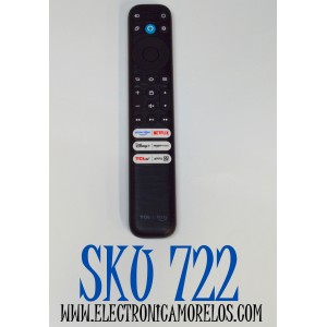 CONTROL REMOTO ORIGINAL PARA TV TCL FIRE TV / CON COMANDO DE VOZ / NUMERO DE PARTE 21001-000167 / RC813 / CMB1 / W8U-RC813B / 25533-RC813B / RF555A-T1-03 / CRF24062103905 / MODELO 75Q650F / 65Q651F / 55S450F