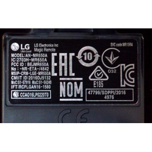 CONTROL REMOTO ORIGINAL NUEVO PARA TV Control Magic LG / CON COMANDO DE VOZ / NUMERO DE PARTE AN-MR650A / 2703H-MR650A / BEJMR650A / MR650A / AGF78700101 / MODELO  75SJ8570-UB / 65UJ7700-UA / 65SJ850A-UC / OLED65B7A-U / OLED65B7P-U / 55SJ8500-UB 